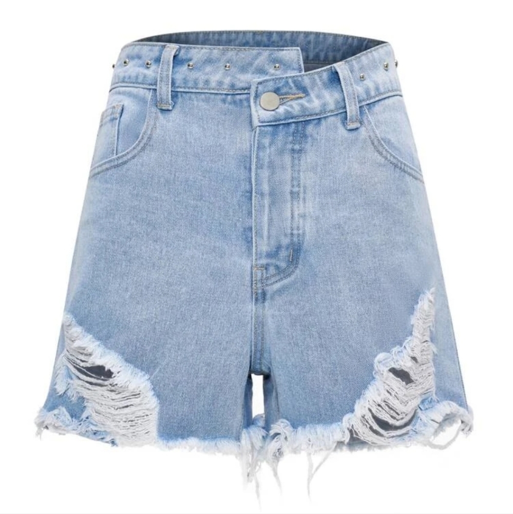 Ripped Raw Denim Shorts